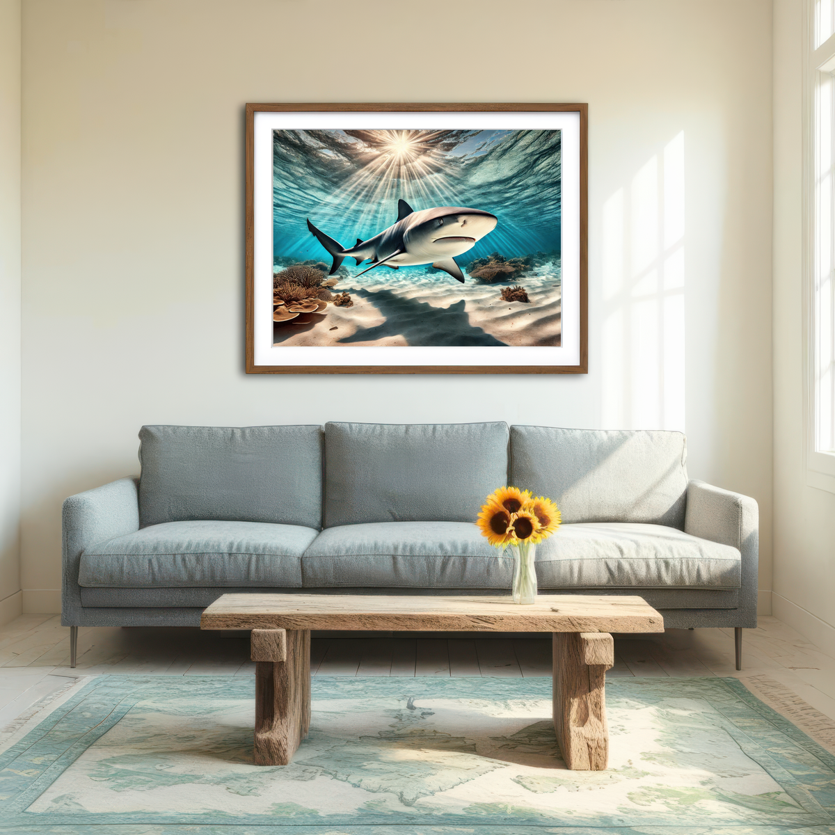 AUTO-MOCKUP ROOM | Bull Shark in Tropical Waters Wall Art