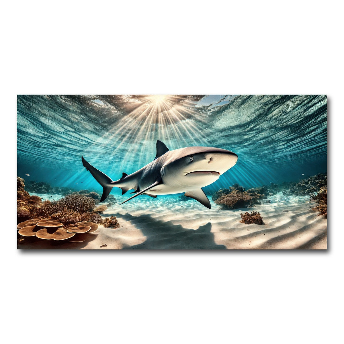 AUTO-MOCKUP WHITE | Bull shark in Tropical Waters | 1 Piece | Gallery Wrap Canvas | group=2x1