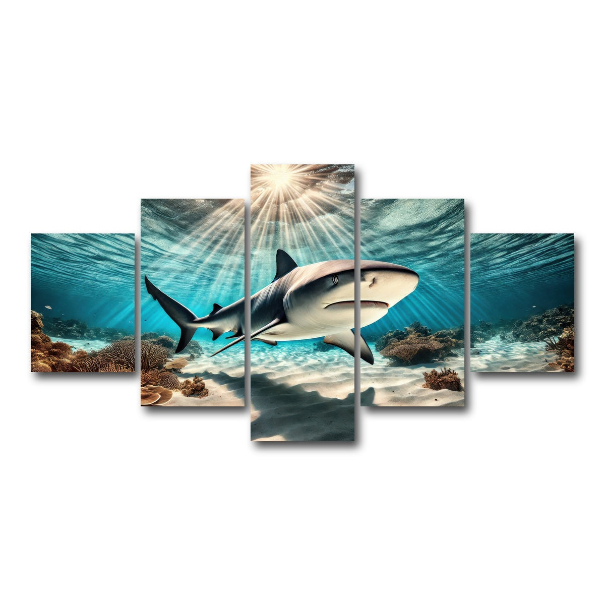 AUTO-MOCKUP WHITE | Bull shark in Tropical Waters | 5 Piece | Gallery Wrap Canvas | group=5_short