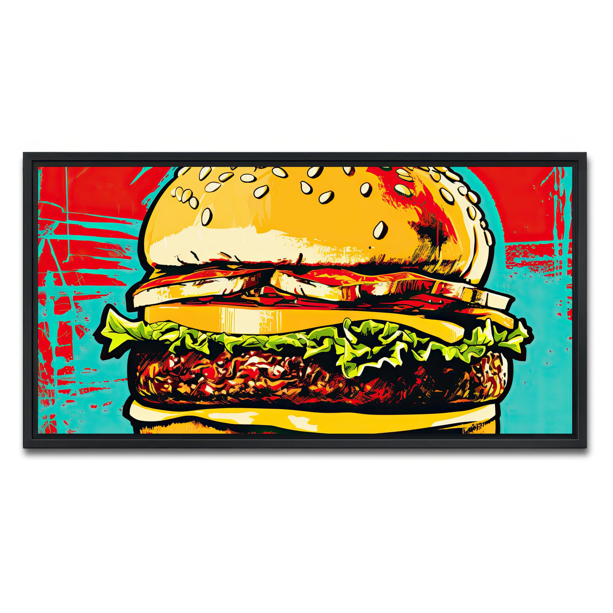 AUTO-MOCKUP WHITE | Burger King Warhol Style | 1 Piece | Black Framed Canvas | group=2x1