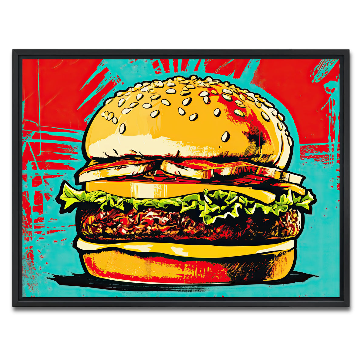 AUTO-MOCKUP WHITE | Burger King Warhol Style | 1 Piece | Black Framed Canvas | group=4x3