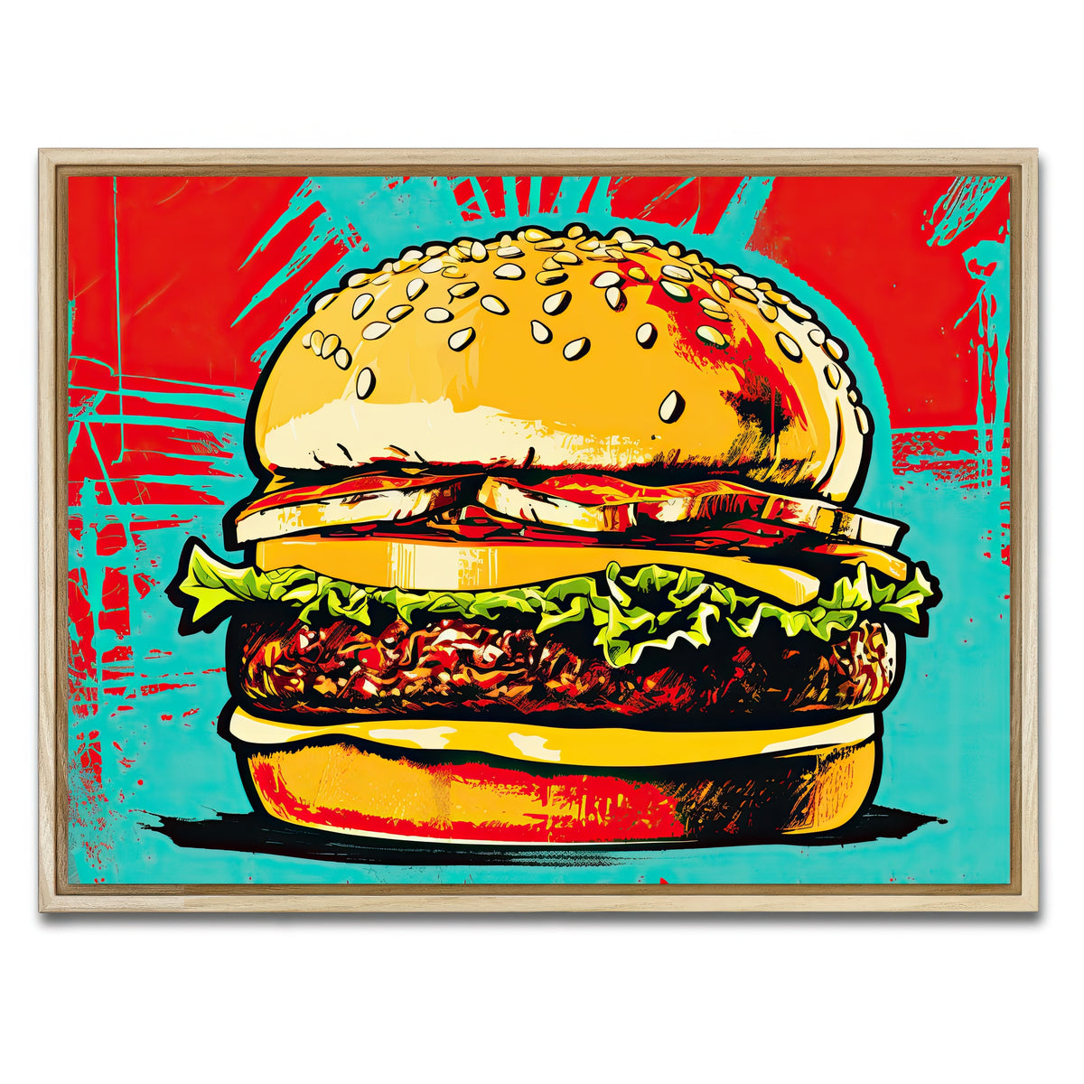AUTO-MOCKUP WHITE | Burger King Warhol Style | 1 Piece | Natural Framed Canvas | group=4x3