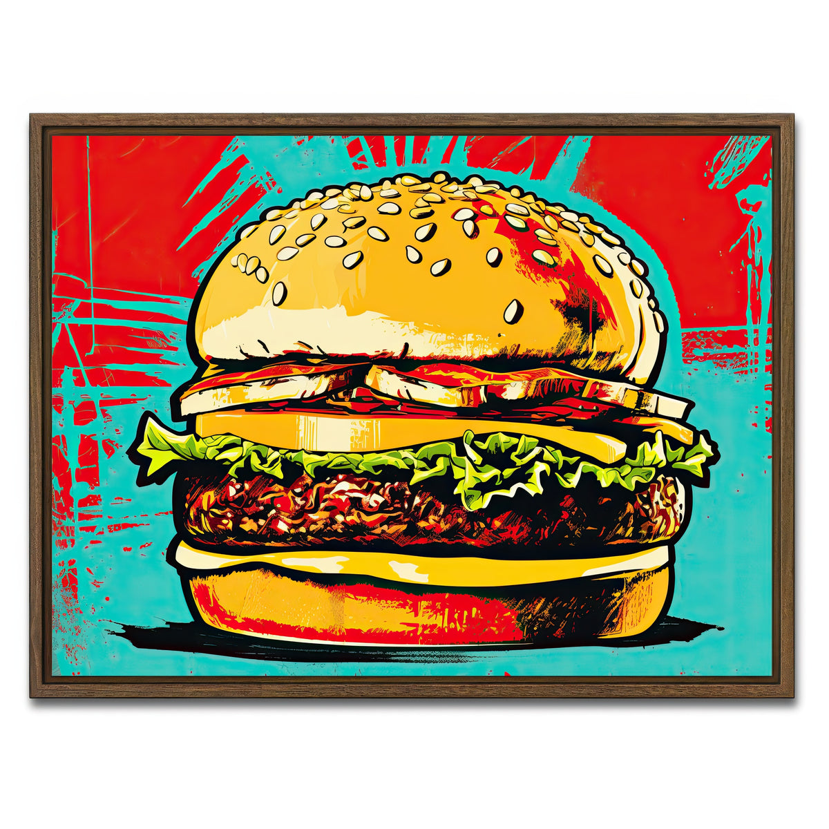 AUTO-MOCKUP WHITE | Burger King Warhol Style | 1 Piece | Walnut Framed Canvas | group=4x3