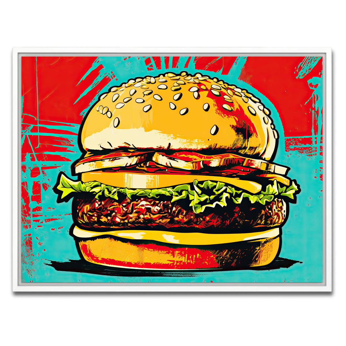 AUTO-MOCKUP WHITE | Burger King Warhol Style | 1 Piece | White Framed Canvas | group=4x3