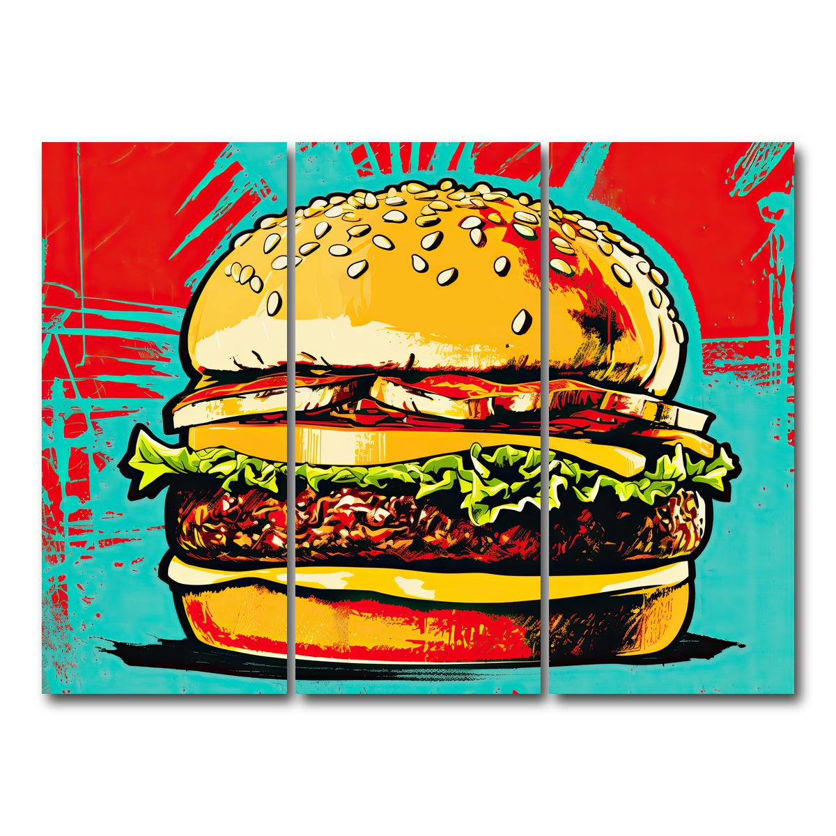 AUTO-MOCKUP WHITE | Burger King Warhol Style | 3 Piece | Gallery Wrap Canvas | group=8x18