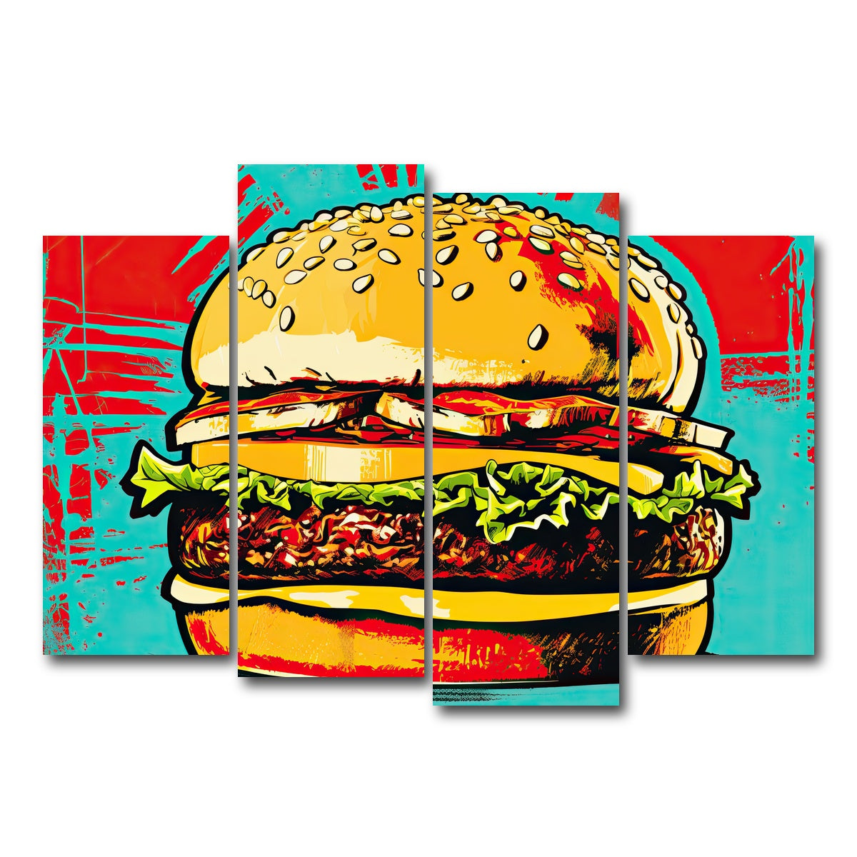 AUTO-MOCKUP WHITE | Burger King Warhol Style | 4 Piece | Gallery Wrap Canvas | group=4_normal