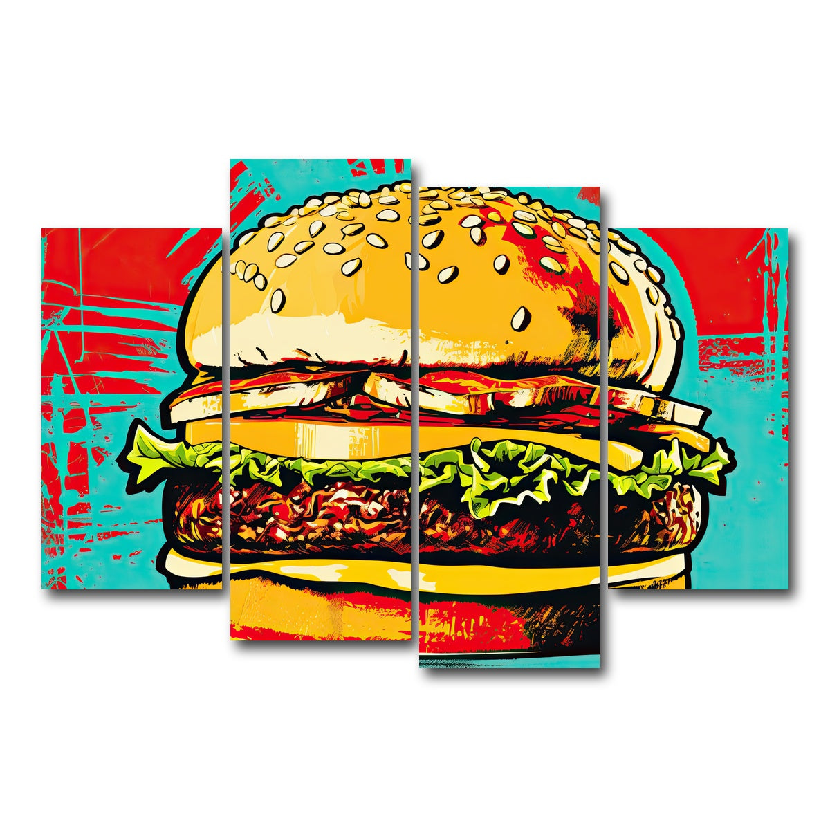 AUTO-MOCKUP WHITE | Burger King Warhol Style | 4 Piece | Gallery Wrap Canvas | group=4_short