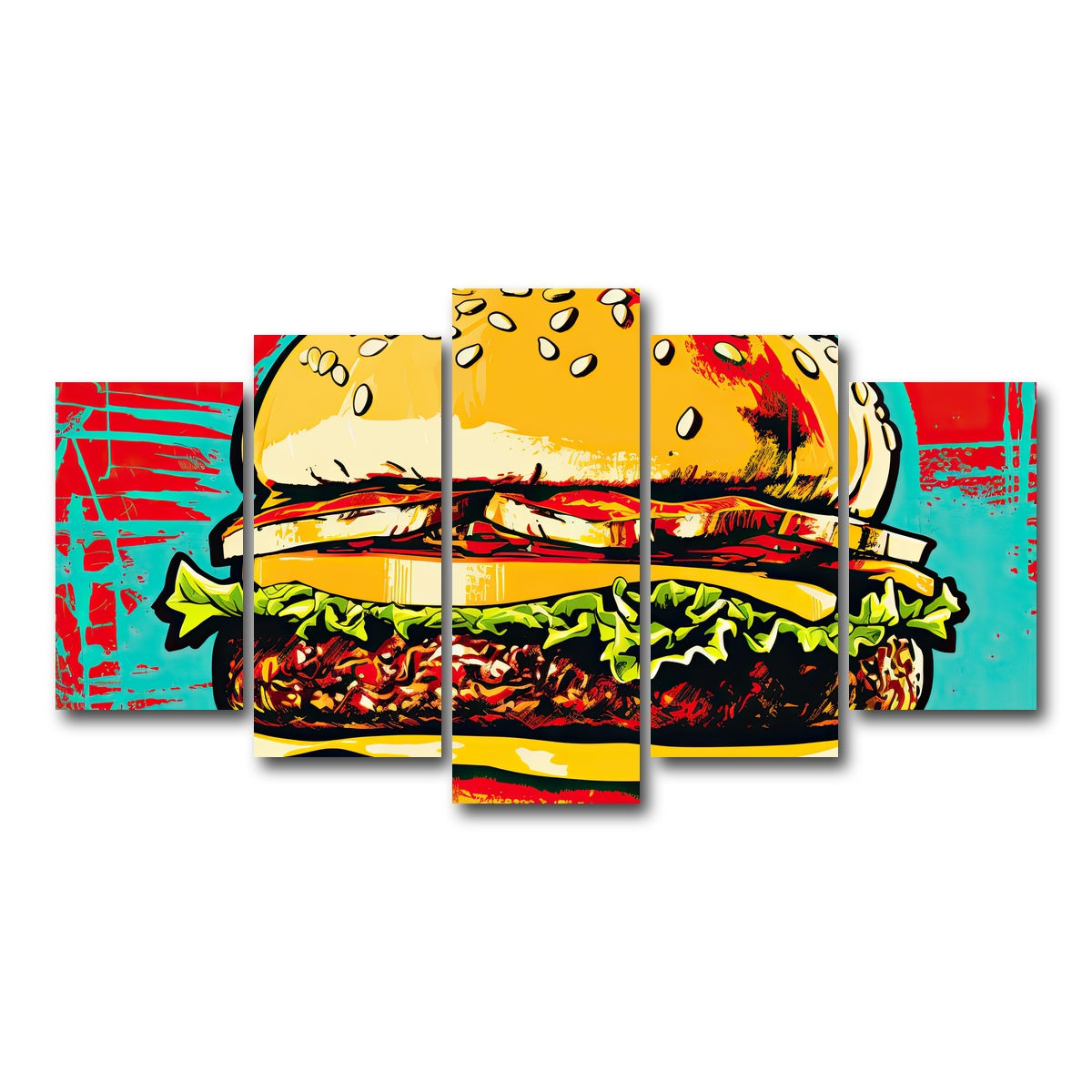 AUTO-MOCKUP WHITE | Burger King Warhol Style | 5 Piece | Gallery Wrap Canvas | group=5_normal