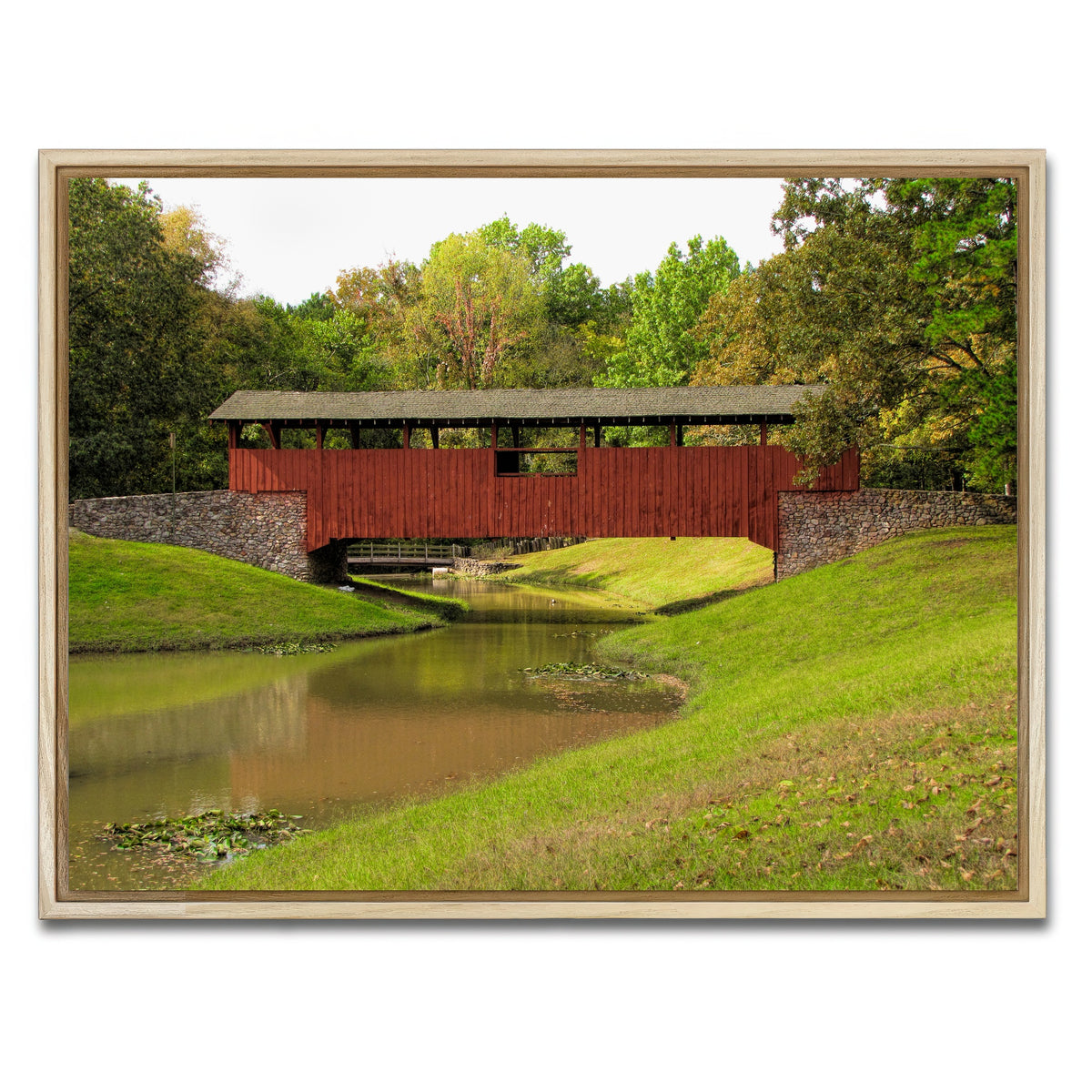 AUTO-MOCKUP WHITE | Burns Park Covered Bridge | 1 Piece | Natural Framed Canvas | group=4x3