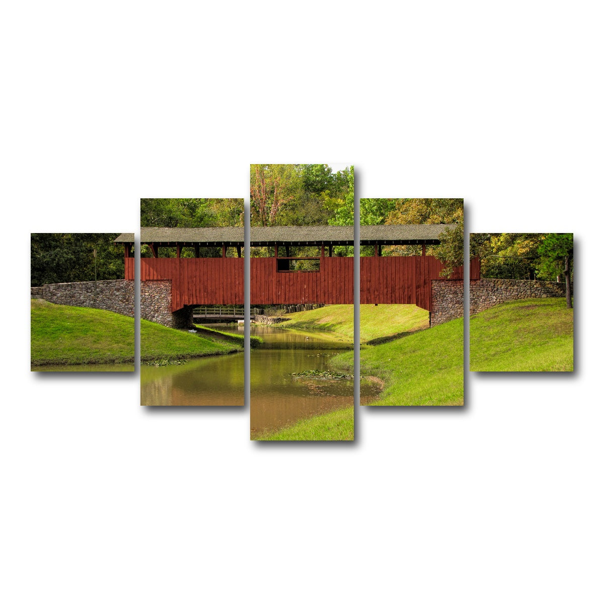 AUTO-MOCKUP WHITE | Burns Park Covered Bridge | 5 Piece | Gallery Wrap Canvas | group=5_short