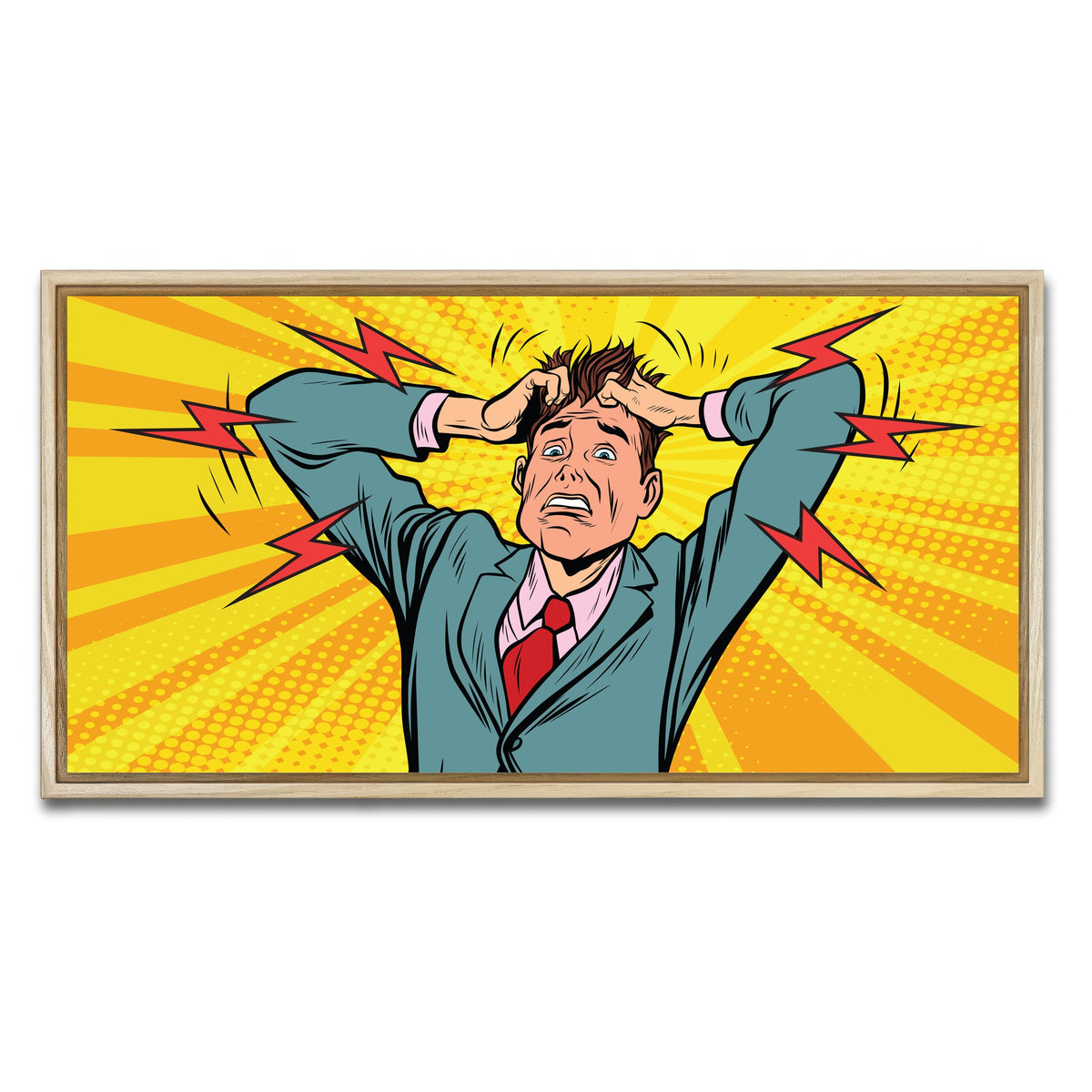 AUTO-MOCKUP WHITE | Businessman panic | 1 Piece | Natural Framed Canvas | group=2x1