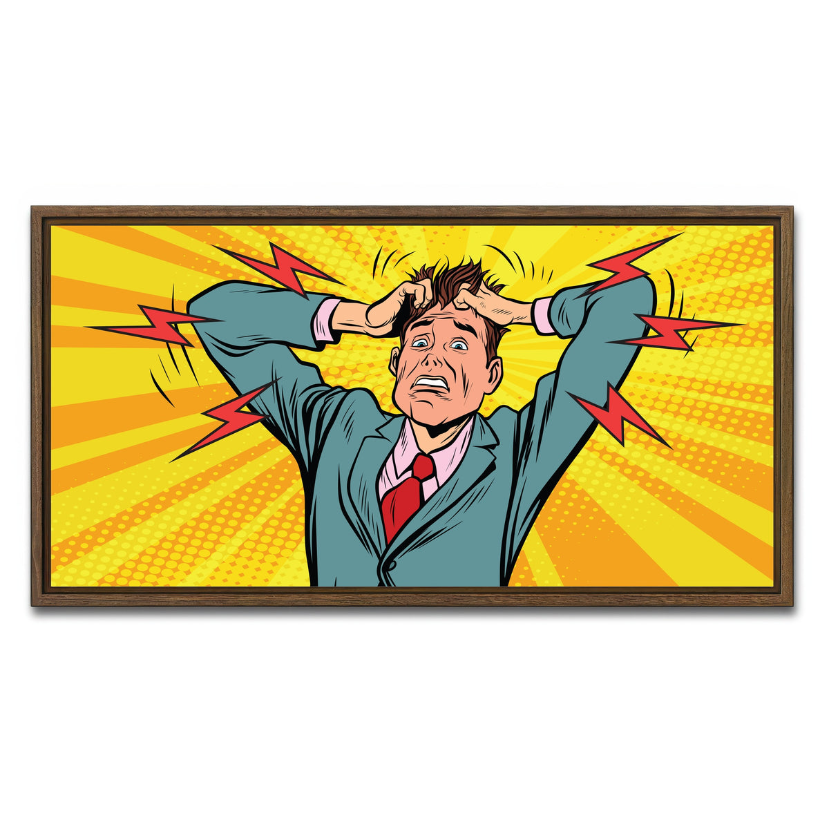 AUTO-MOCKUP WHITE | Businessman panic | 1 Piece | Walnut Framed Canvas | group=2x1