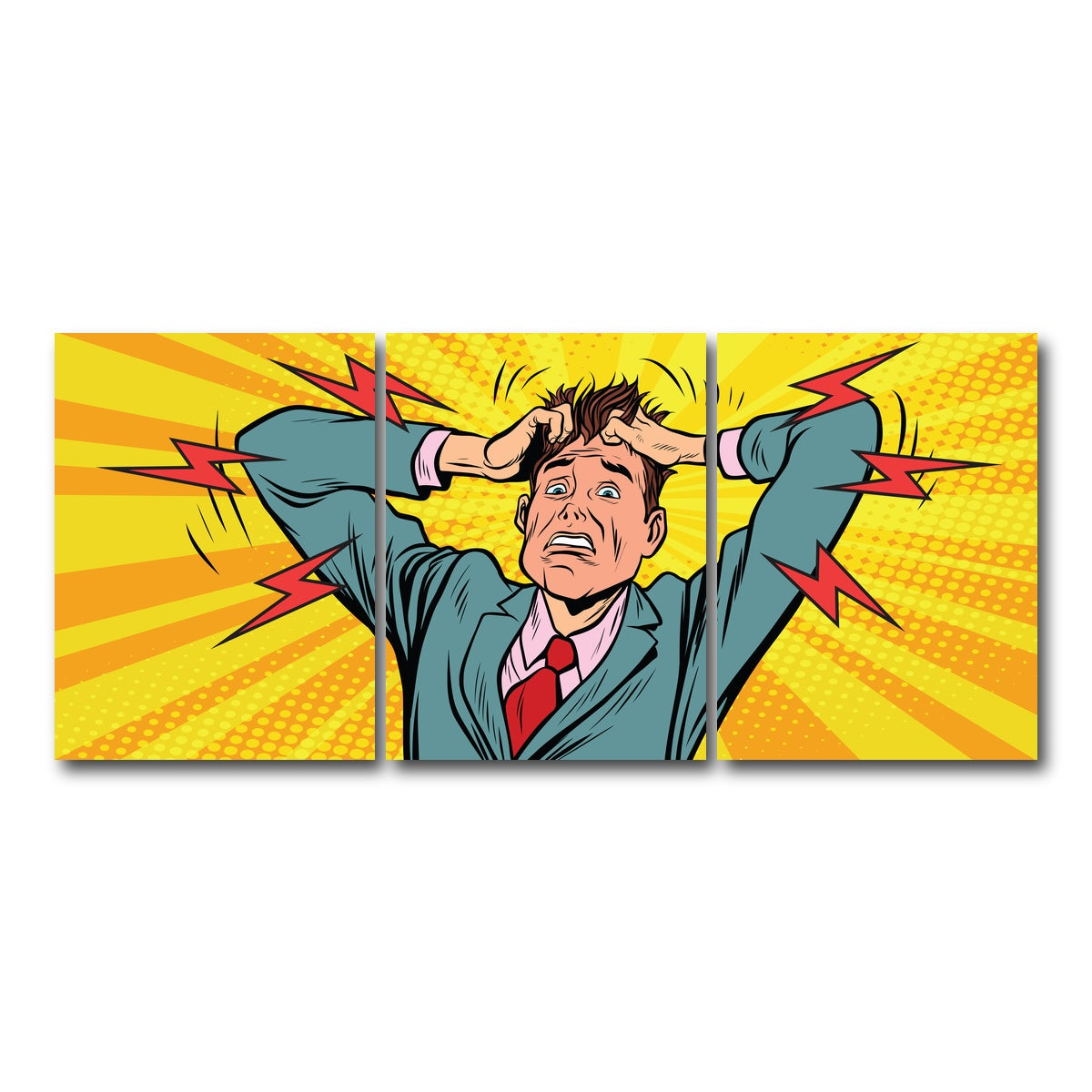 AUTO-MOCKUP WHITE | Businessman panic | 3 Piece | Gallery Wrap Canvas | group=18x24