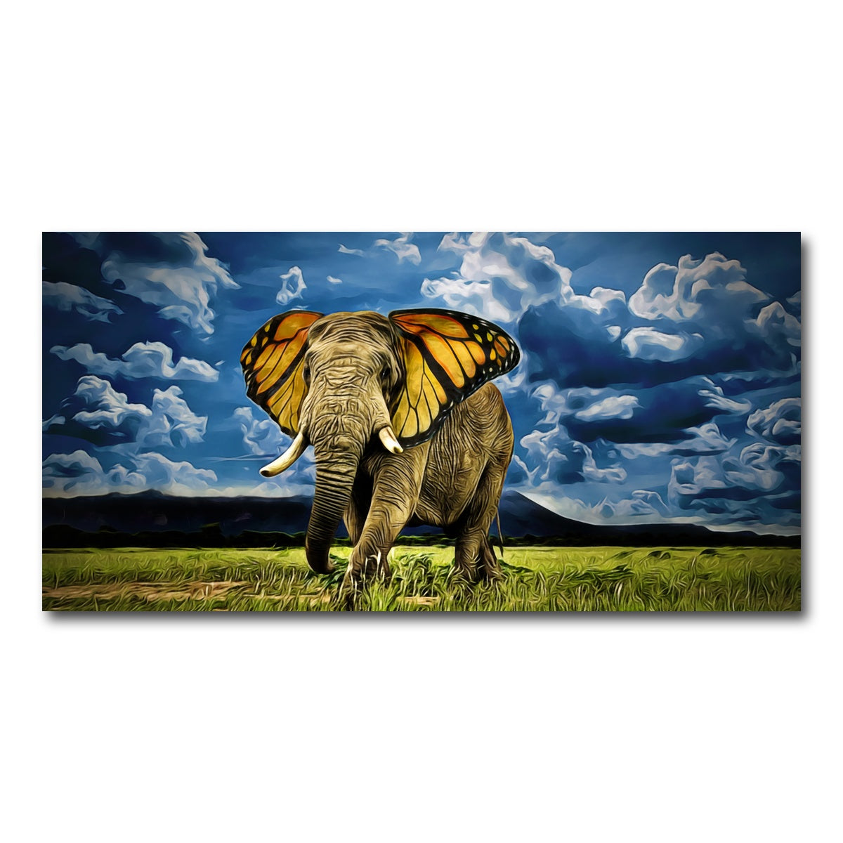 AUTO-MOCKUP WHITE | Butterfly Elephant Wall Art | 1 Piece | Gallery Wrapped | group=2x1