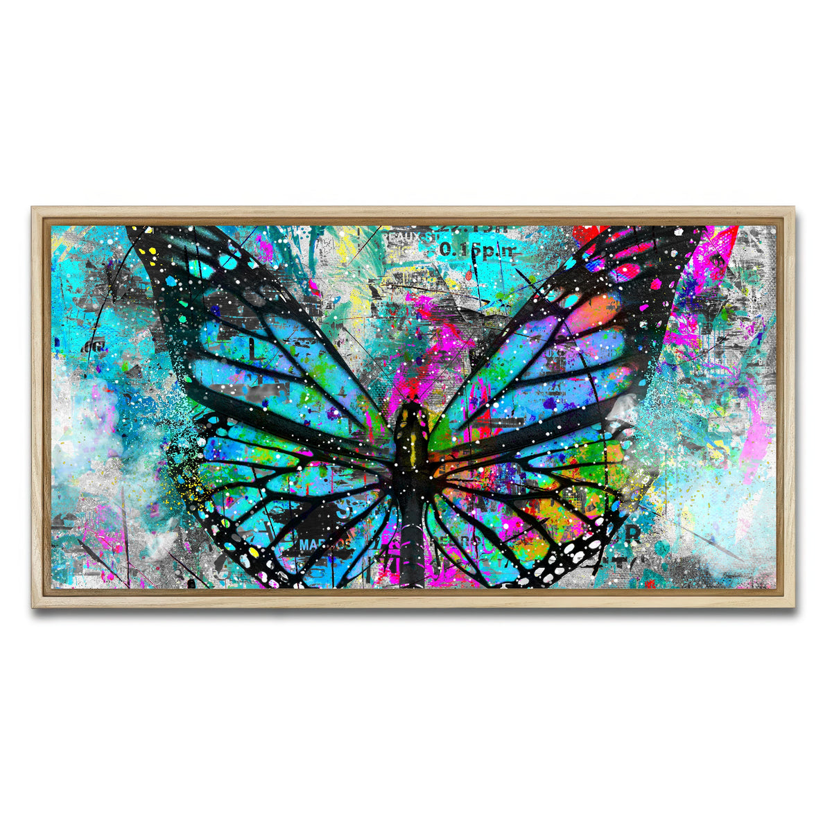 AUTO-MOCKUP WHITE | Butterfly Paint | 1 Piece | Natural Framed Canvas | group=2x1