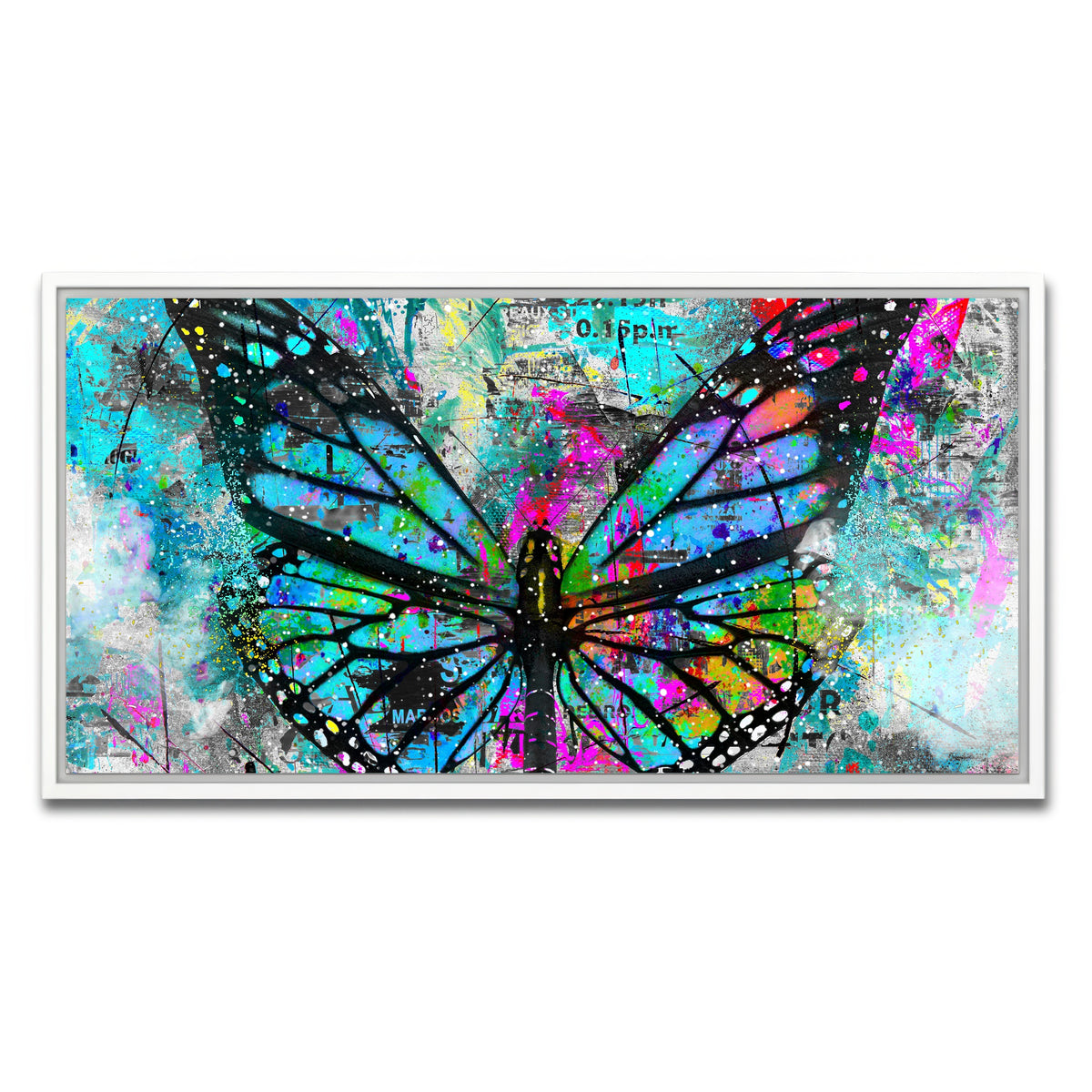 AUTO-MOCKUP WHITE | Butterfly Paint | 1 Piece | White Framed Canvas | group=2x1