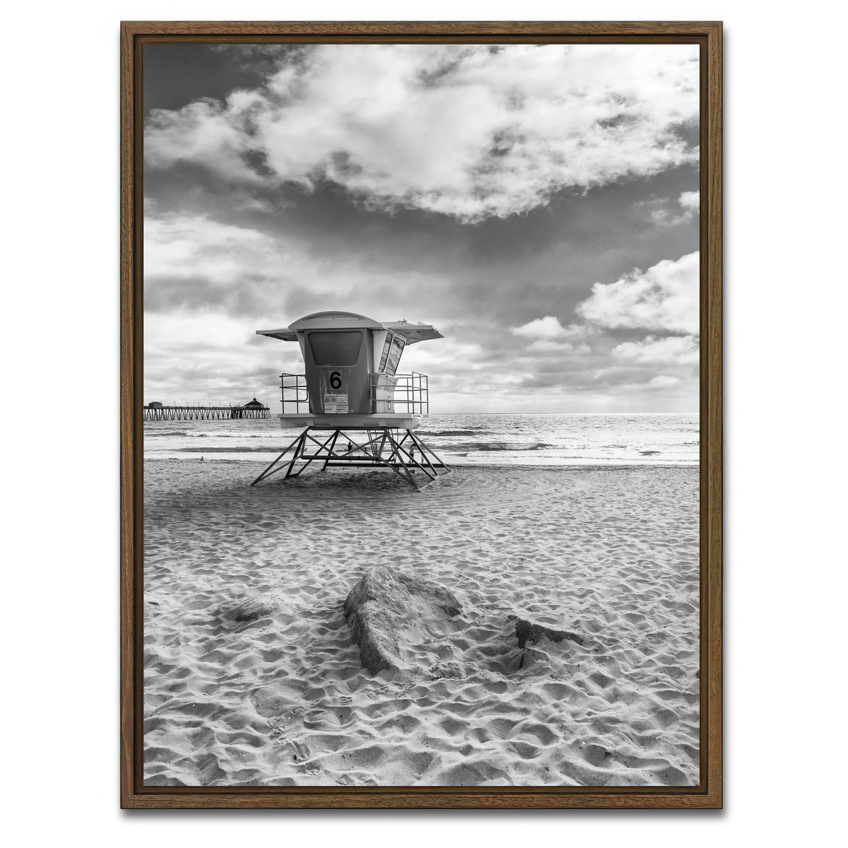 AUTO-MOCKUP WHITE | CALIFORNIA Monochrome Imperial Beach | 1 Piece | Walnut Framed Canvas | group=3x4