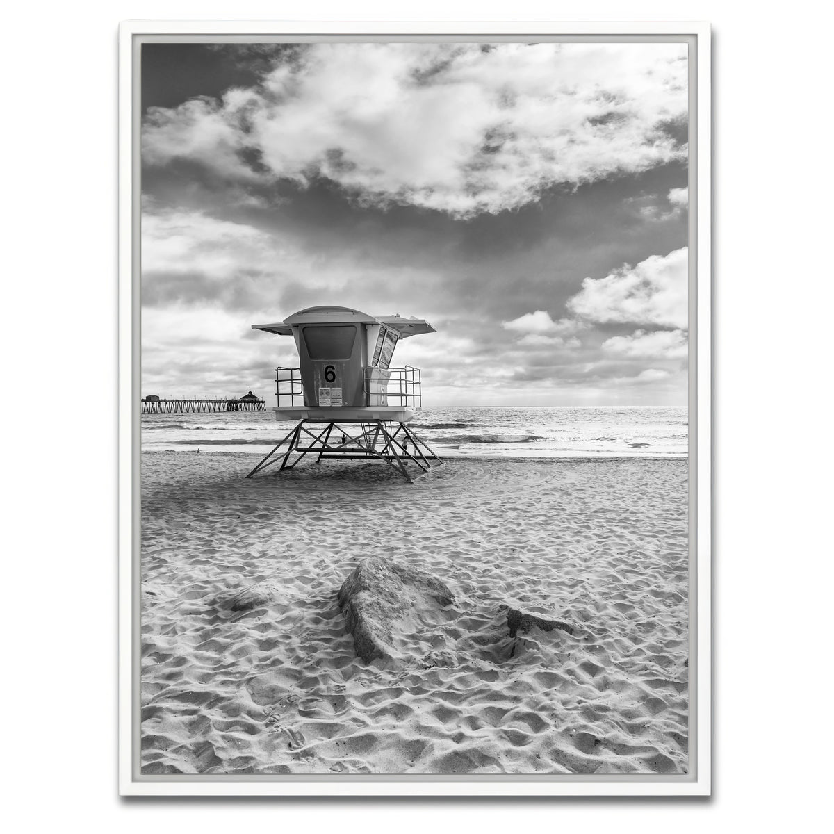 AUTO-MOCKUP WHITE | CALIFORNIA Monochrome Imperial Beach | 1 Piece | White Framed Canvas | group=3x4