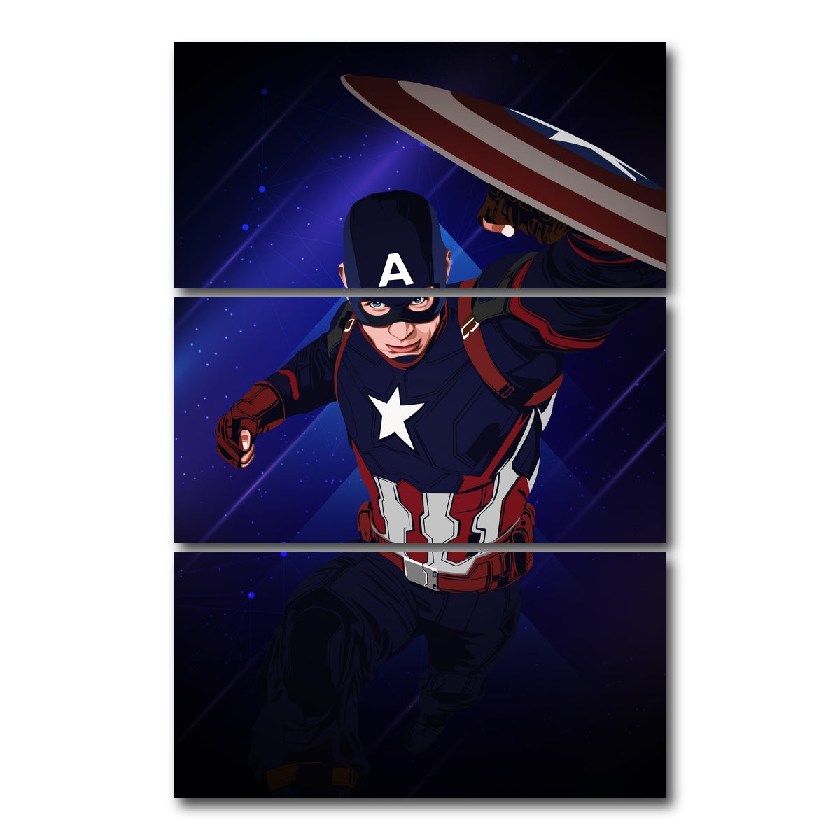 AUTO-MOCKUP WHITE | CAPTAIN AMERICA | 3 Piece | Gallery Wrap Canvas | group=12x24_stacked