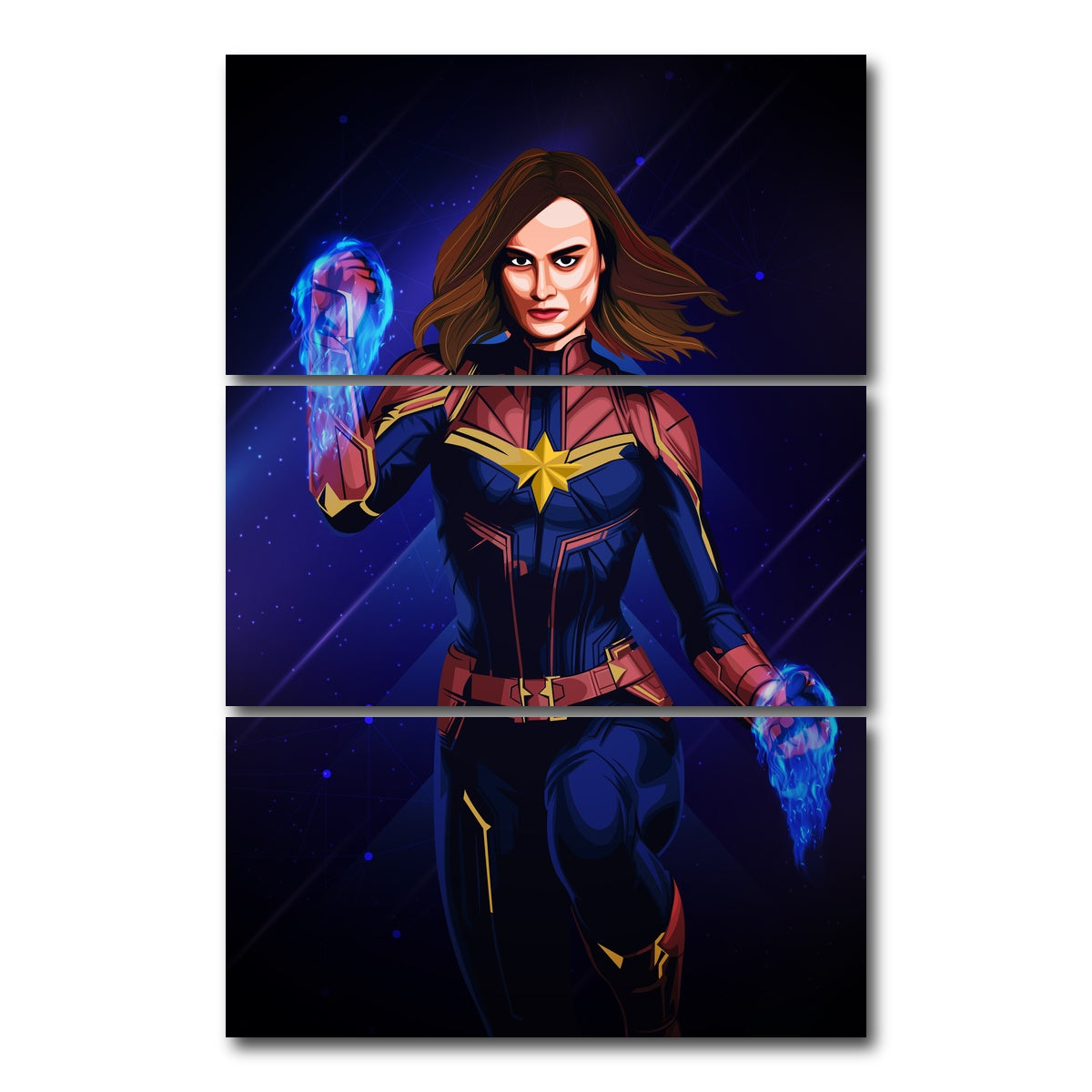 AUTO-MOCKUP WHITE | CAPTAIN MARVEL | 3 Piece | Gallery Wrap Canvas | group=12x24_stacked