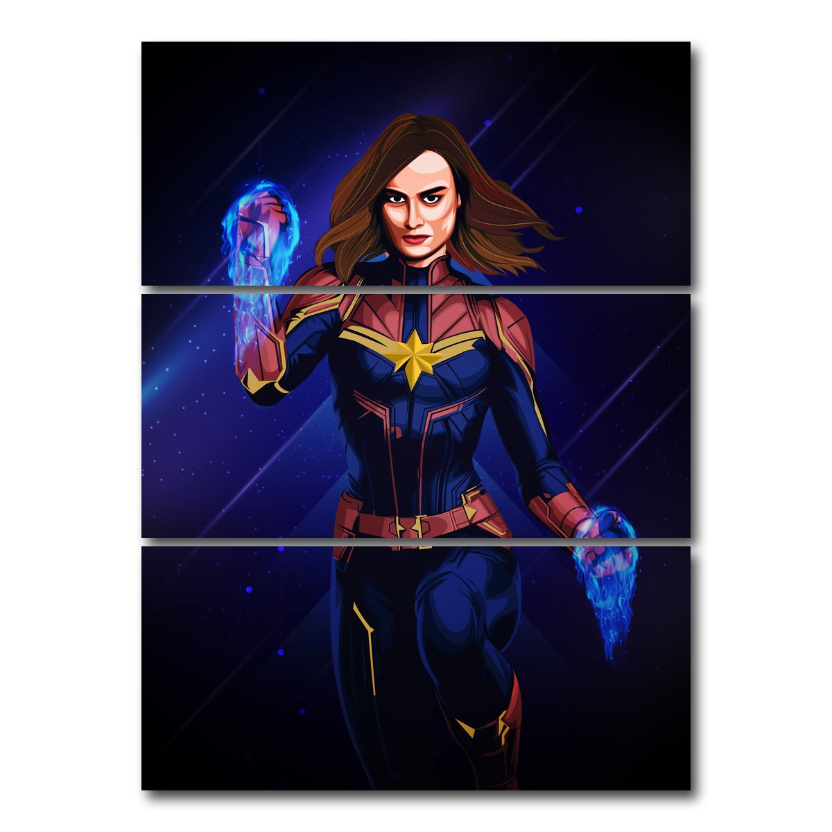 AUTO-MOCKUP WHITE | CAPTAIN MARVEL | 3 Piece | Gallery Wrap Canvas | group=8x18_stacked