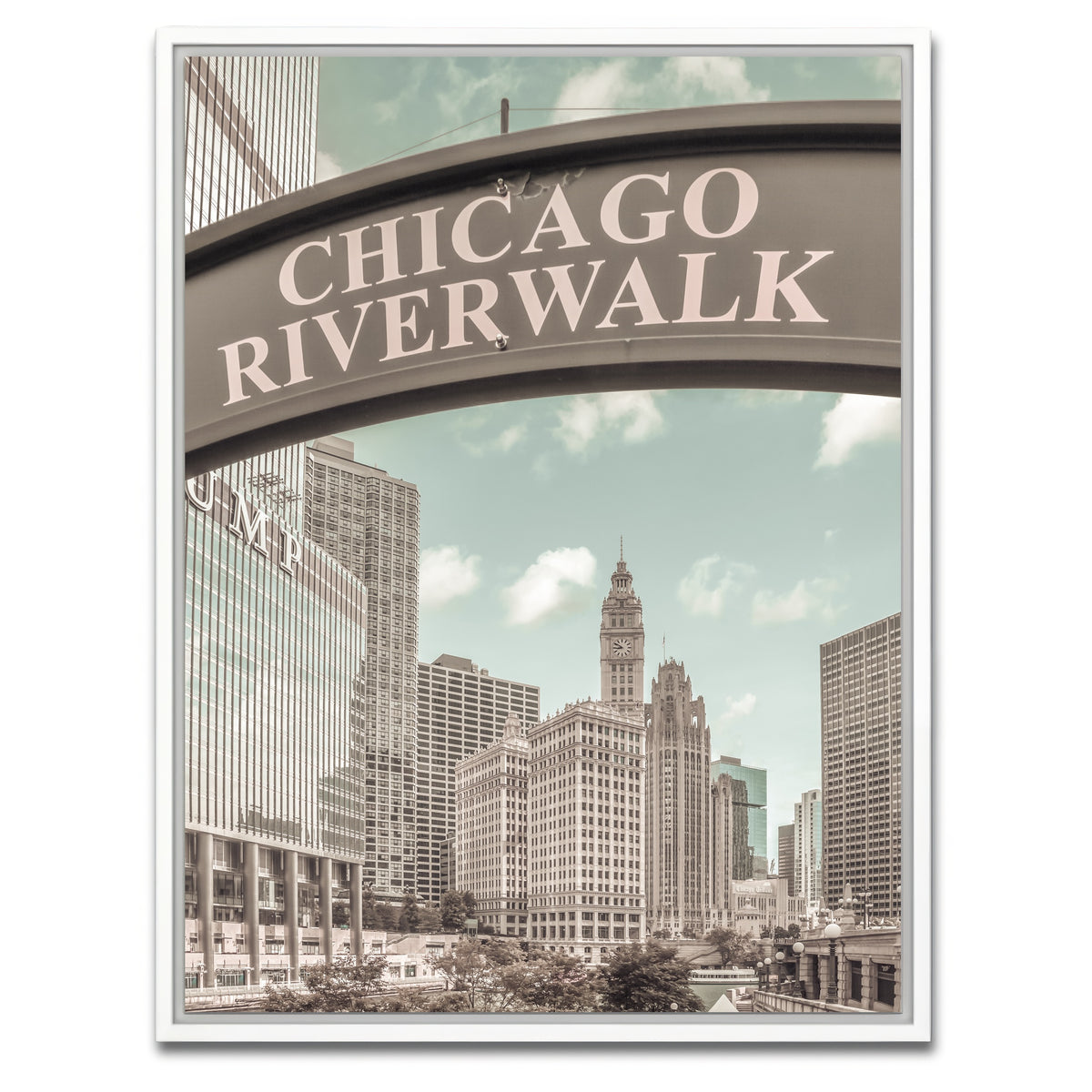 AUTO-MOCKUP WHITE | CHICAGO Riverwalk | 1 Piece | White Framed Canvas | group=3x4