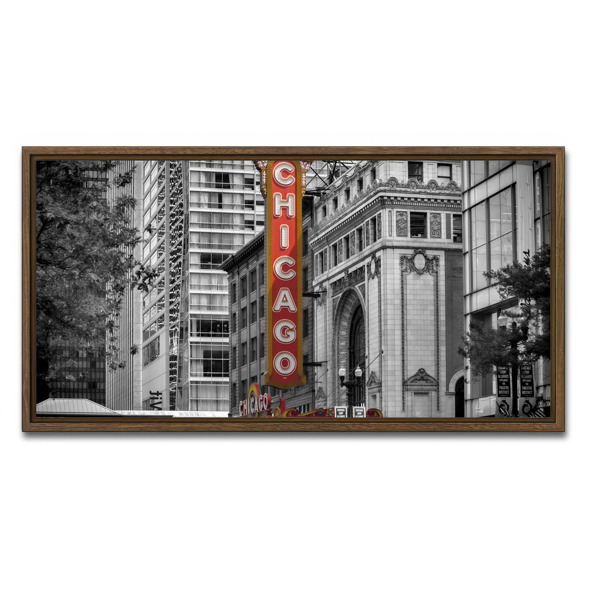 AUTO-MOCKUP WHITE | CHICAGO State Street | 1 Piece | Walnut Framed Canvas | group=2x1