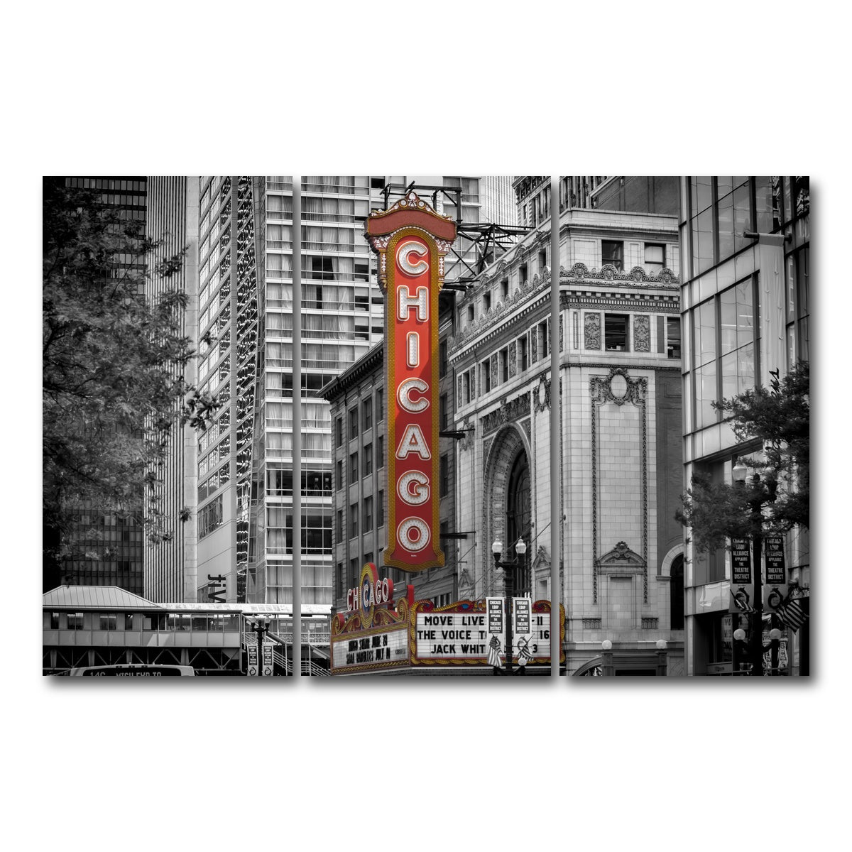 AUTO-MOCKUP WHITE | CHICAGO State Street | 3 Piece | Gallery Wrap Canvas | group=12x24