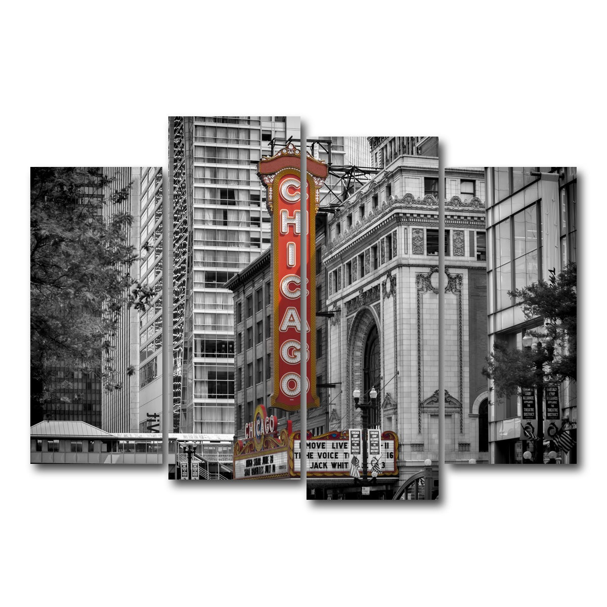 AUTO-MOCKUP WHITE | CHICAGO State Street | 4 Piece | Gallery Wrap Canvas | group=4_normal