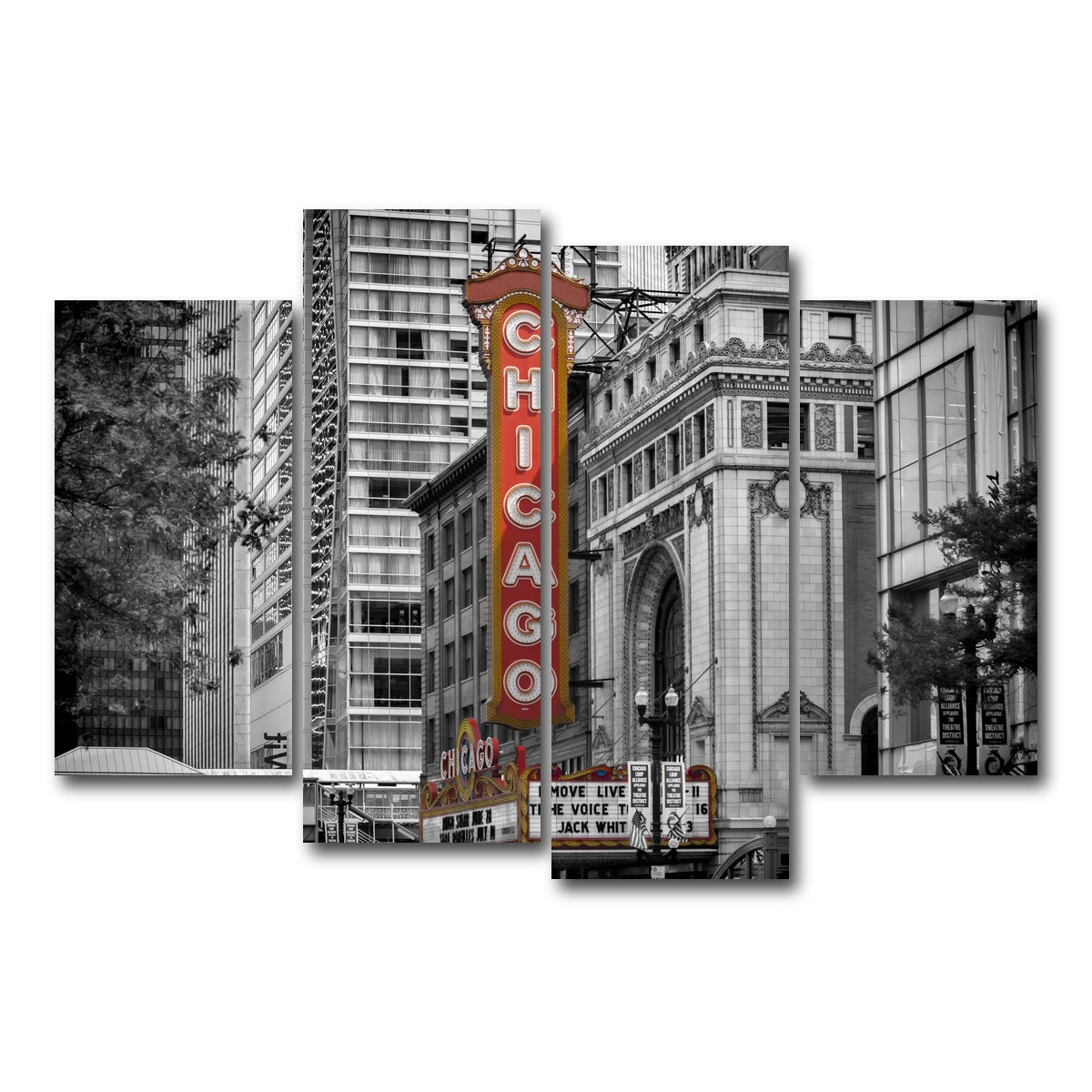 AUTO-MOCKUP WHITE | CHICAGO State Street | 4 Piece | Gallery Wrap Canvas | group=4_short