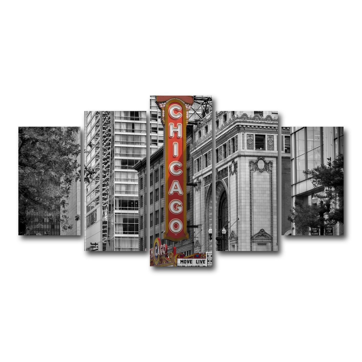 AUTO-MOCKUP WHITE | CHICAGO State Street | 5 Piece | Gallery Wrap Canvas | group=5_normal