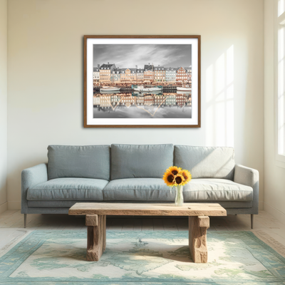AUTO-MOCKUP ROOM | COPENHAGEN VINTAGE Nyhavn Idyllic Evening Impression Wall Art