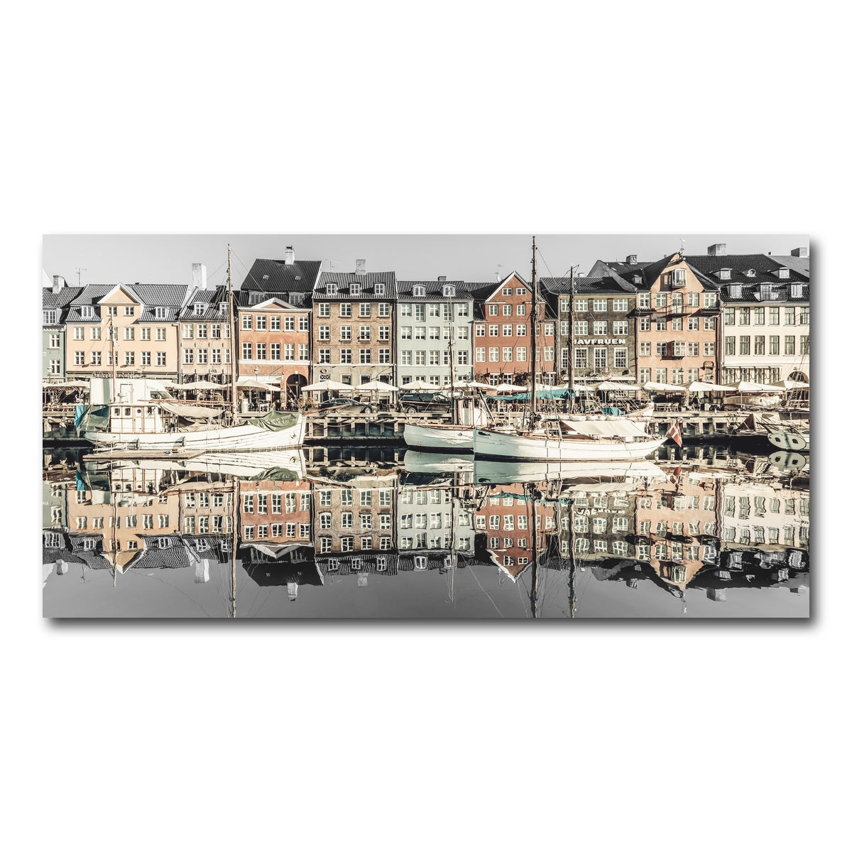 AUTO-MOCKUP WHITE | COPENHAGEN VINTAGE Nyhavn in the morning | 1 Piece | Gallery Wrap Canvas | group=2x1