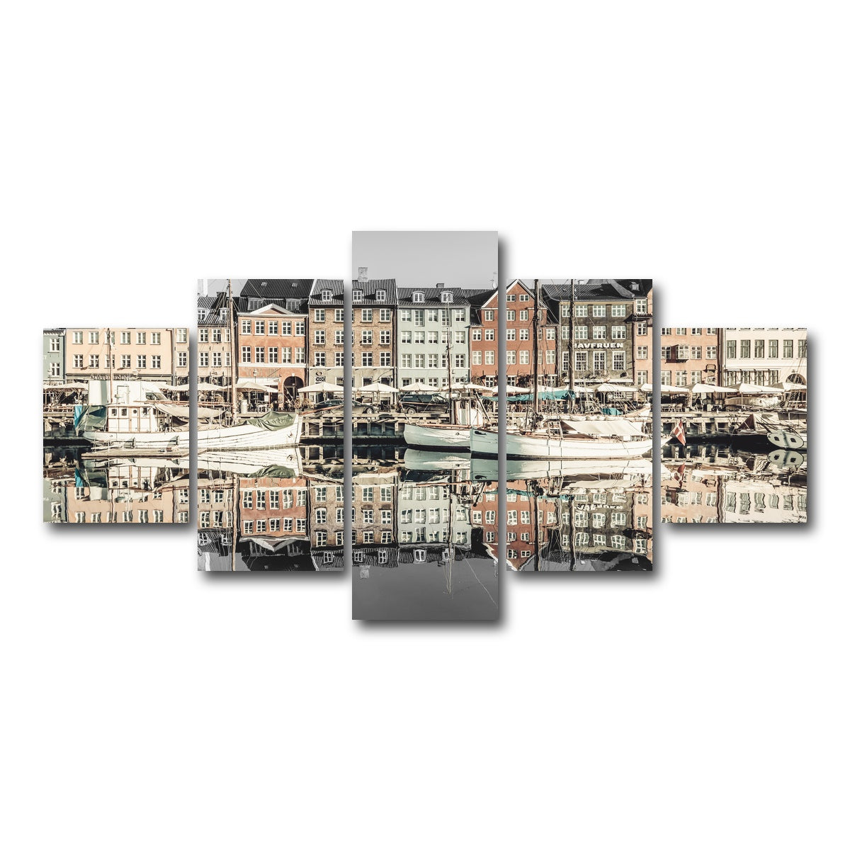 AUTO-MOCKUP WHITE | COPENHAGEN VINTAGE Nyhavn in the morning | 5 Piece | Gallery Wrap Canvas | group=5_short