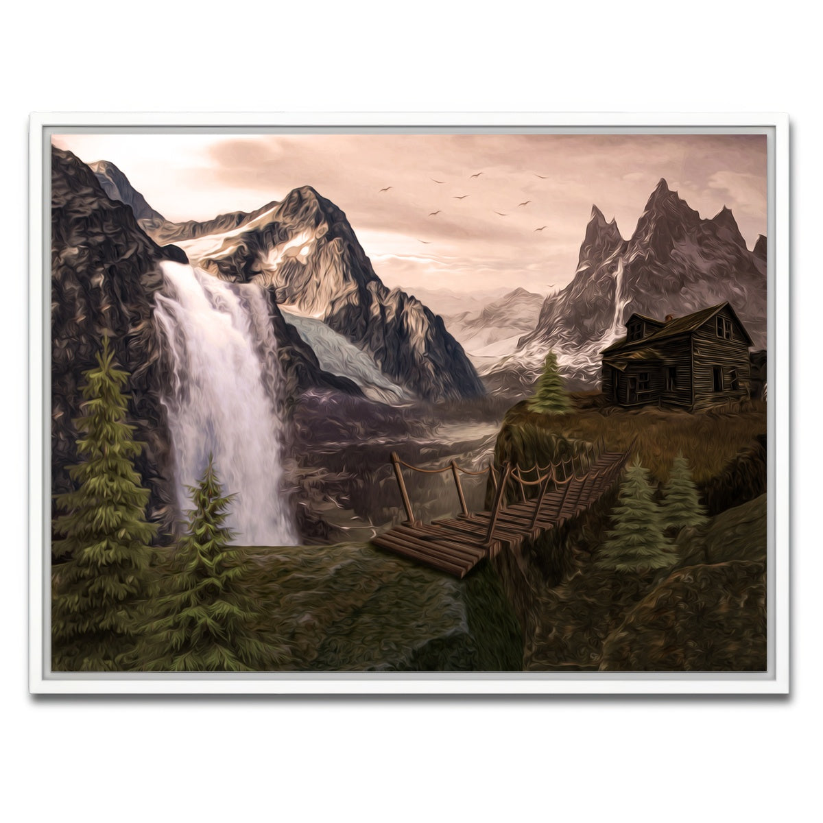 AUTO-MOCKUP WHITE | Cabin on a Cliff | 1 Piece | White Framed Canvas | group=4x3