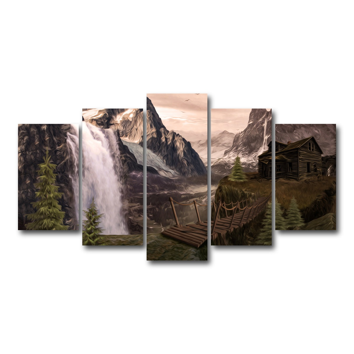 AUTO-MOCKUP WHITE | Cabin on a Cliff | 5 Piece | Gallery Wrap Canvas | group=5_normal