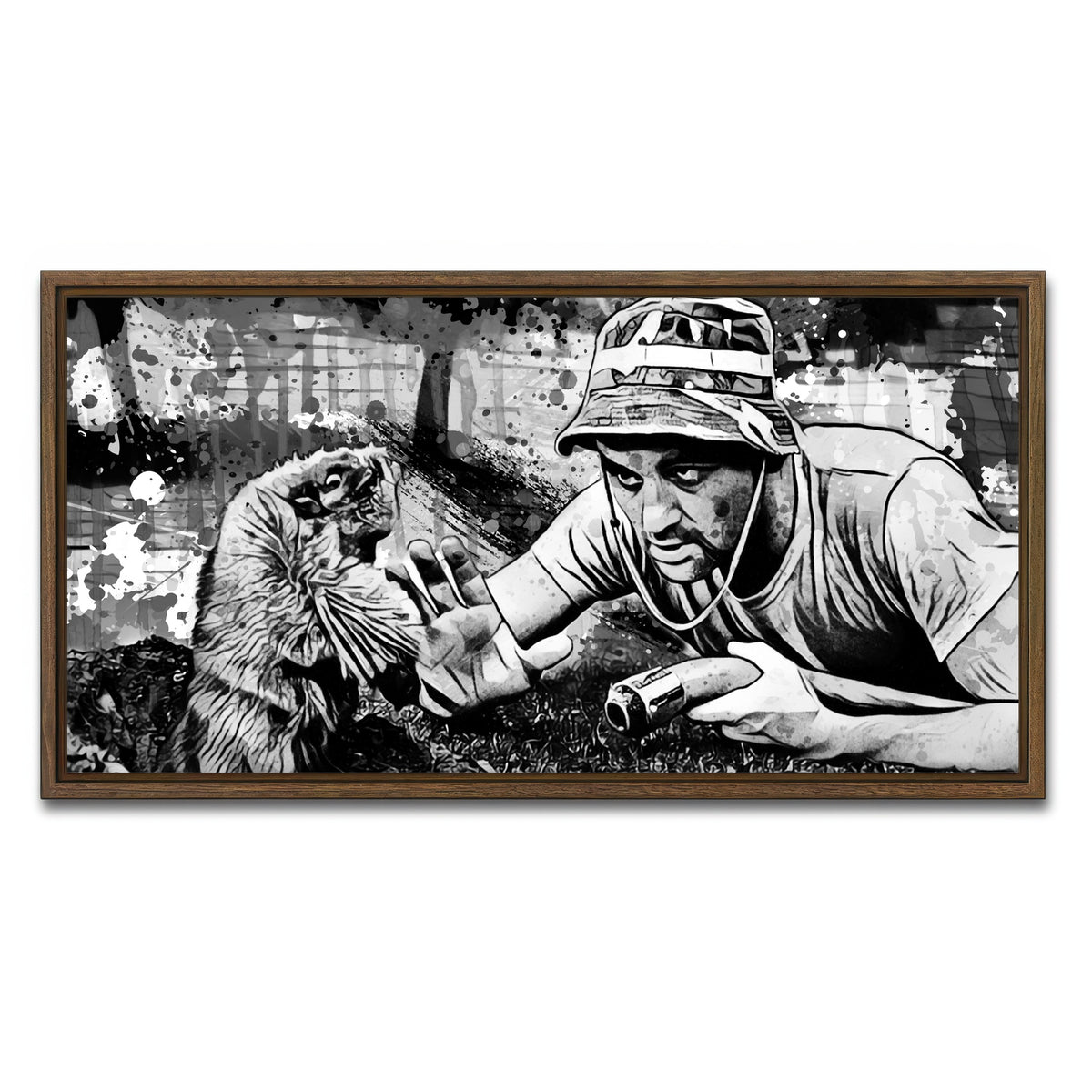 AUTO-MOCKUP WHITE | Caddyshack Grayscale | 1 Piece | Walnut Framed Canvas | group=2x1