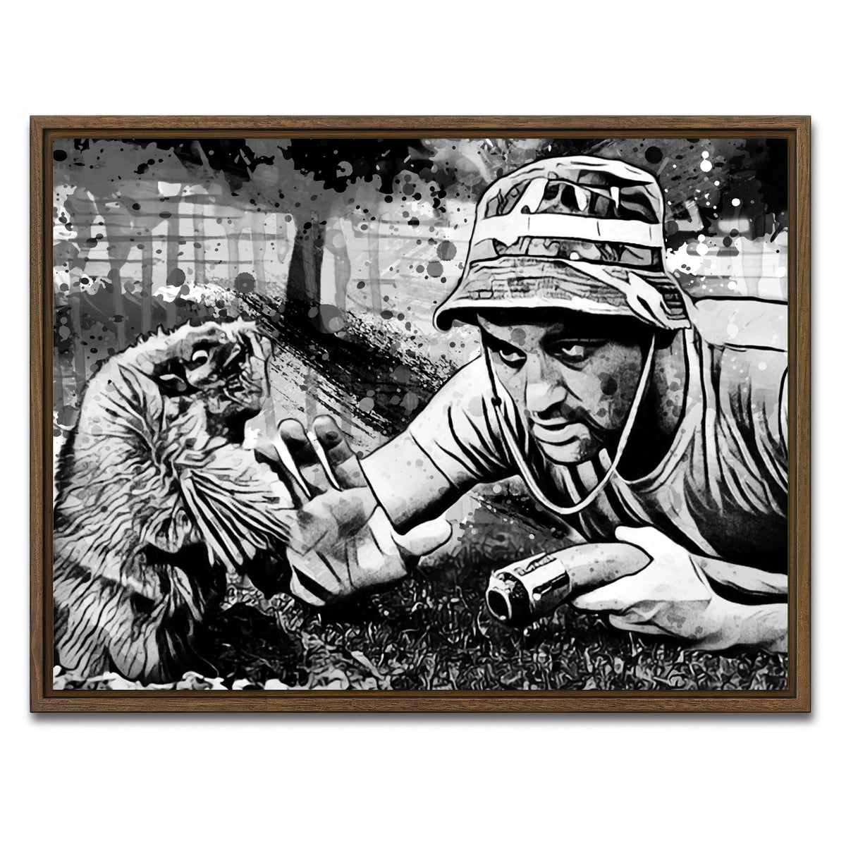 AUTO-MOCKUP WHITE | Caddyshack Grayscale | 1 Piece | Walnut Framed Canvas | group=4x3