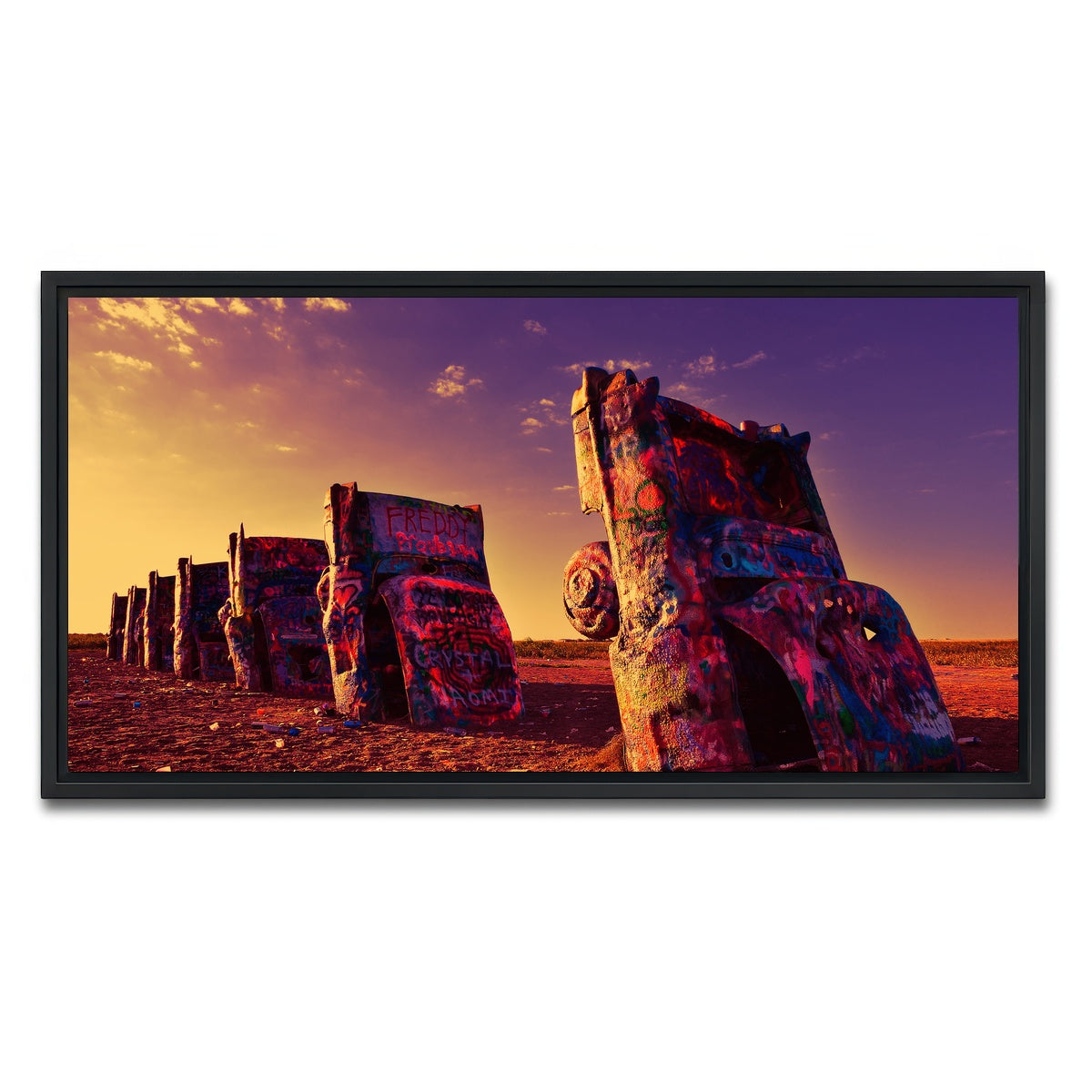AUTO-MOCKUP WHITE | Cadillac Ranch | 1 Piece | Black Framed Canvas | group=2x1