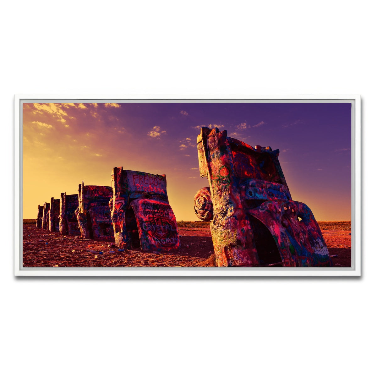 AUTO-MOCKUP WHITE | Cadillac Ranch | 1 Piece | White Framed Canvas | group=2x1