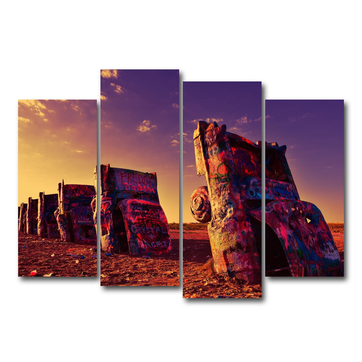 AUTO-MOCKUP WHITE | Cadillac Ranch | 4 Piece | Gallery Wrap Canvas | group=4_normal