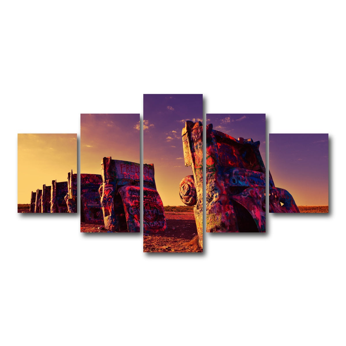AUTO-MOCKUP WHITE | Cadillac Ranch | 5 Piece | Gallery Wrap Canvas | group=5_short