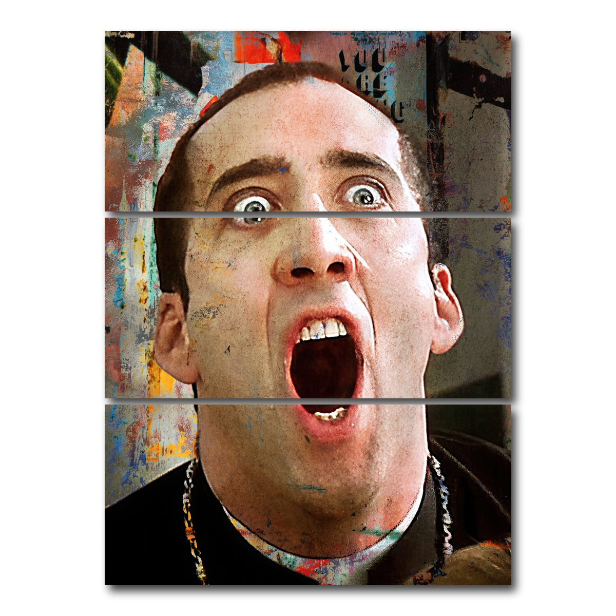 AUTO-MOCKUP WHITE | Cage Face Off | 3 Piece | Gallery Wrap Canvas | group=8x18_stacked