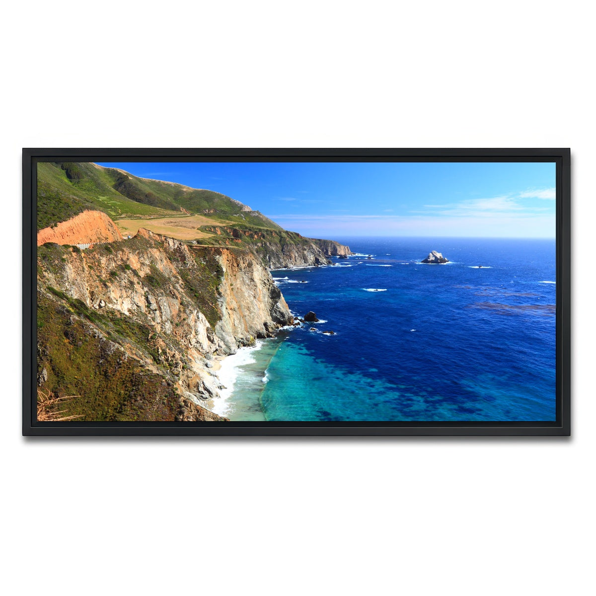 AUTO-MOCKUP WHITE | California Coastline | 1 Piece | Black Framed Canvas | group=2x1