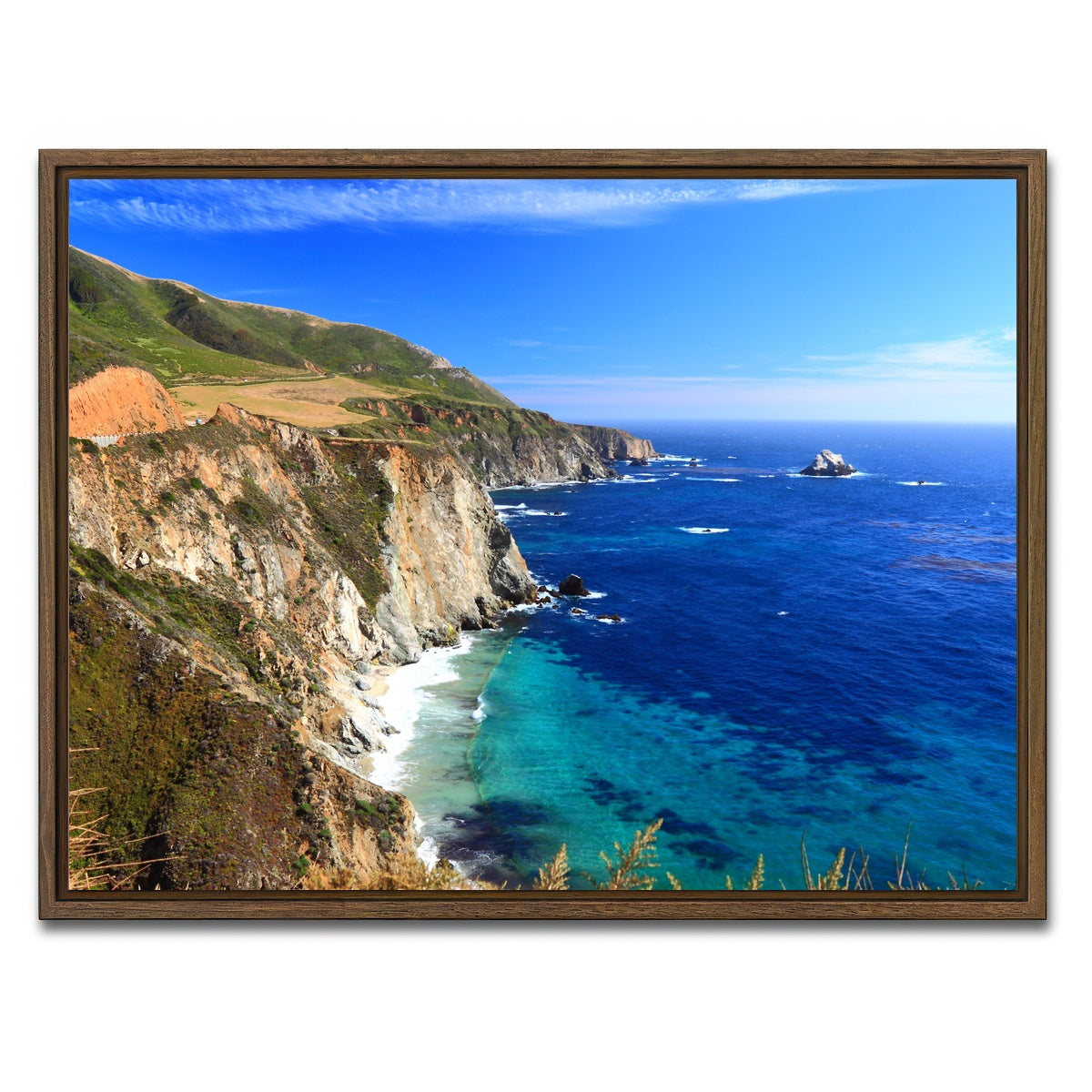 AUTO-MOCKUP WHITE | California Coastline | 1 Piece | Walnut Framed Canvas | group=4x3