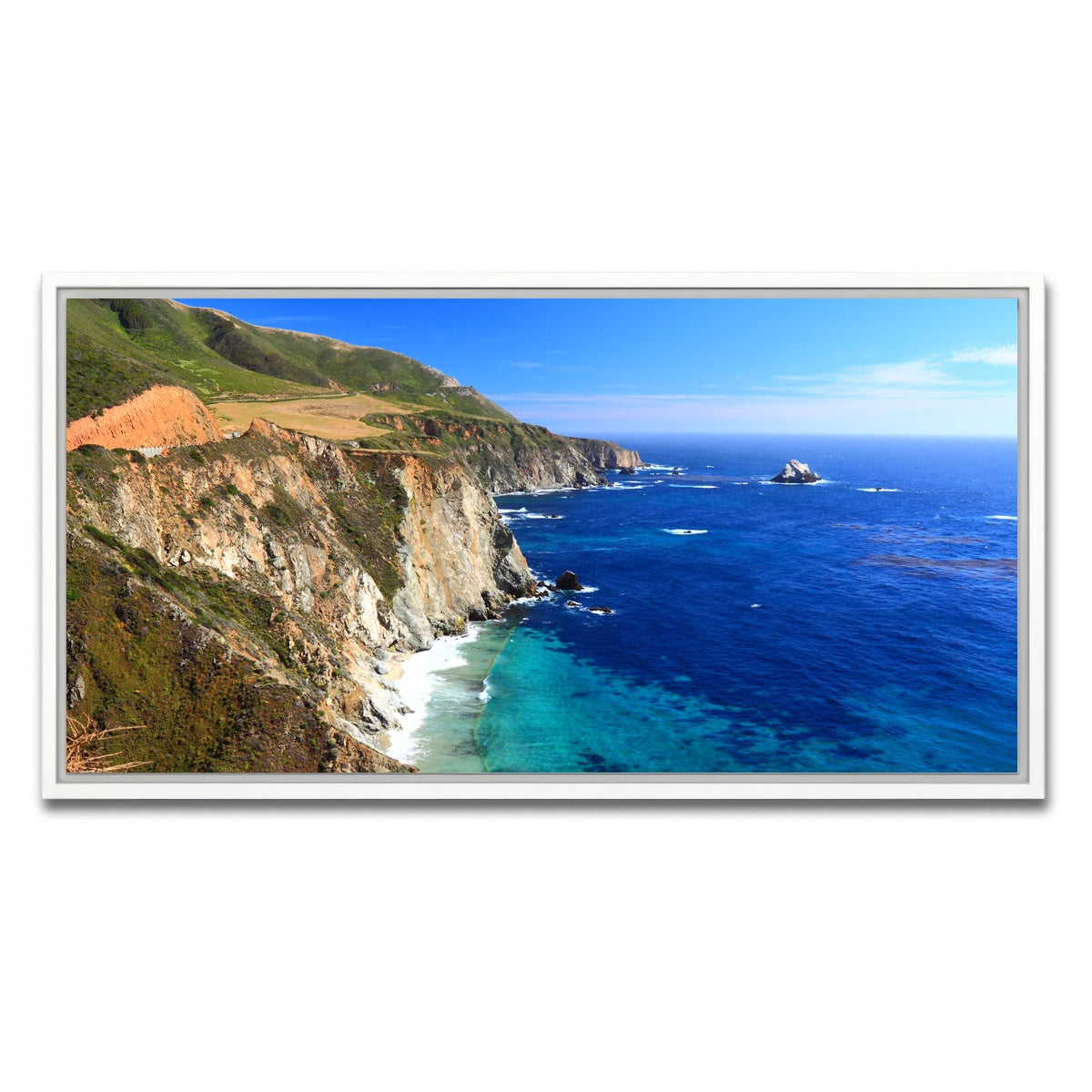 AUTO-MOCKUP WHITE | California Coastline | 1 Piece | White Framed Canvas | group=2x1