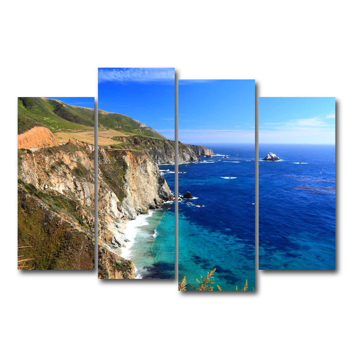 AUTO-MOCKUP WHITE | California Coastline | 4 Piece | Gallery Wrap Canvas | group=4_normal