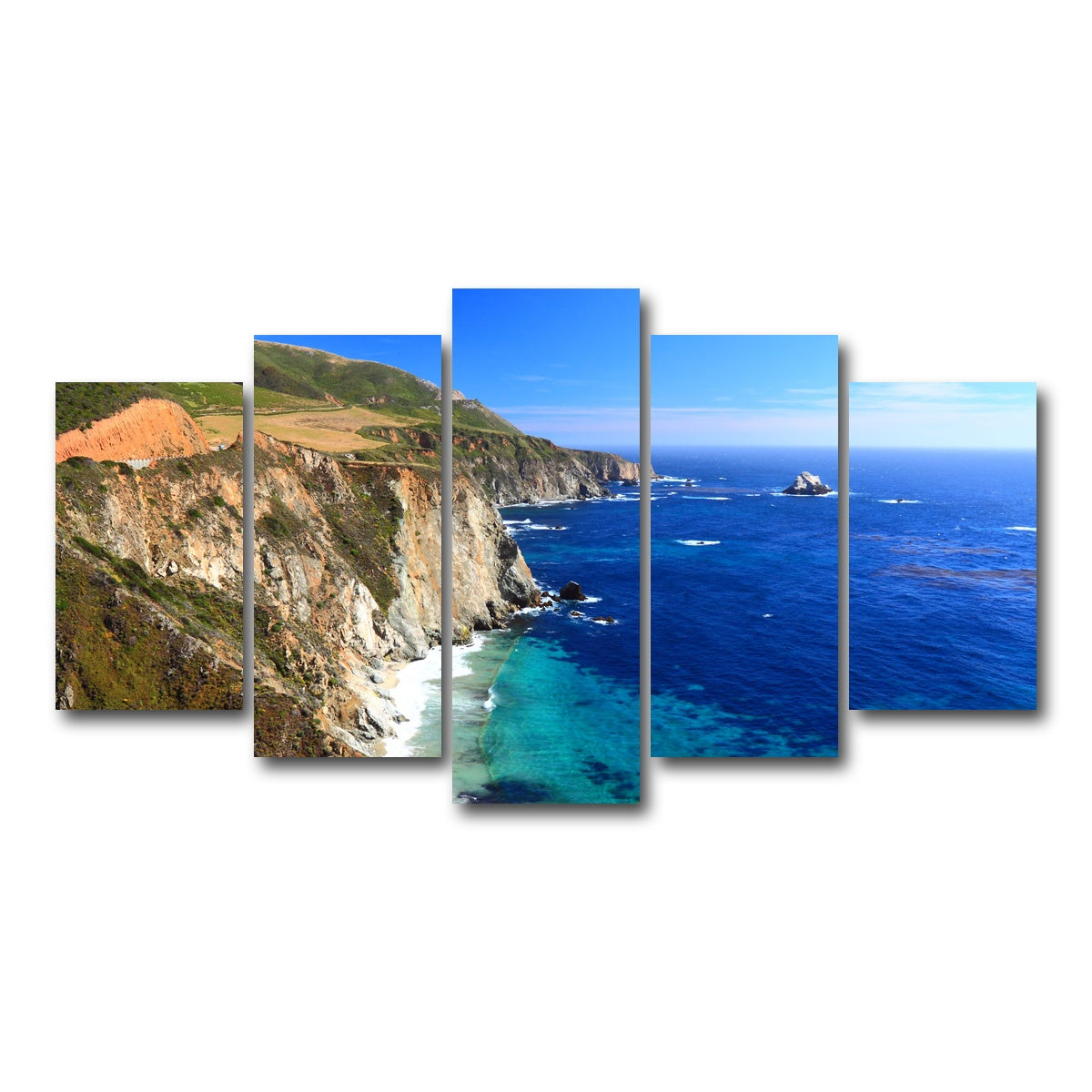 AUTO-MOCKUP WHITE | California Coastline | 5 Piece | Gallery Wrap Canvas | group=5_normal
