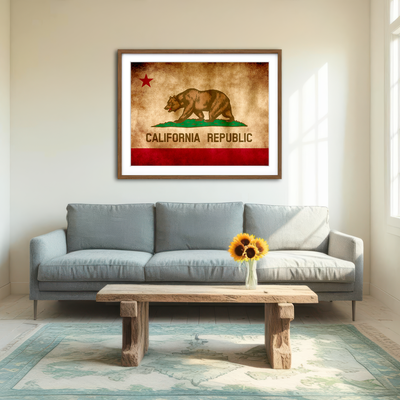 AUTO-MOCKUP ROOM | California State Flag Grunge Wall Art