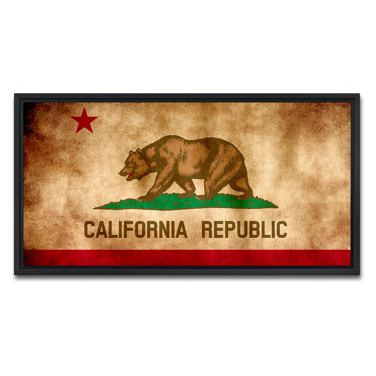AUTO-MOCKUP WHITE | California State Flag Grunge | 1 Piece | Black Framed Canvas | group=2x1